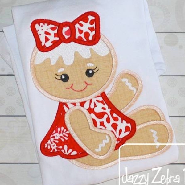 Gingerbread girl appliqué machine embroidery design