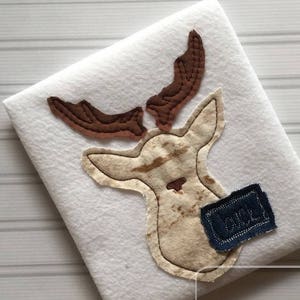 Buck saying deer buck shabby chic bean stitch appliqué machine embroidery design