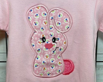 Girl Easter bunny applique machine embroidery design