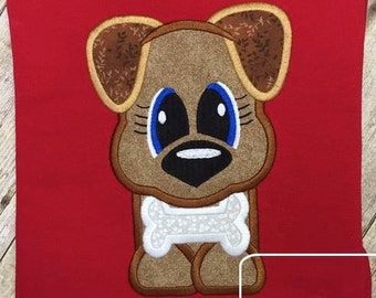 Dog appliqué machine embroidery design