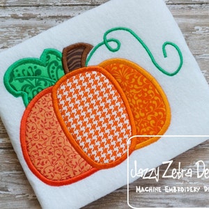 Fall Pumpkin applique machine embroidery design