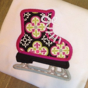 Ice skate appliqué machine embroidery design