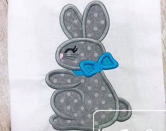 Girl Easter Bunny appliqué machine embroidery design