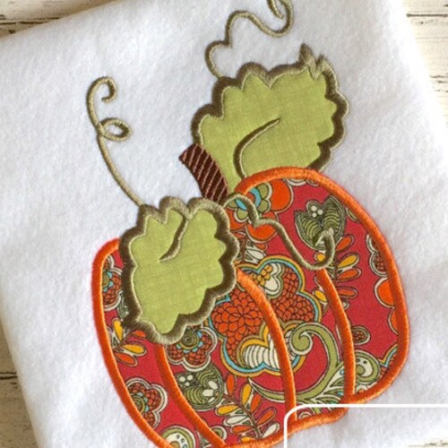 Fall Pumpkin Applique Machine Embroidery Design Etsy