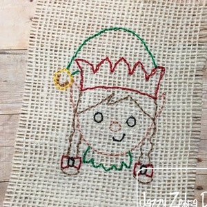 Girl Elf vintage stitch machine embroidery design