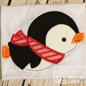 Penguin belly sliding applique machine embroidery design
