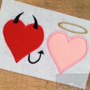 Devil Heart and Angel Heart appliqué machine embroidery design