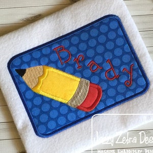 Pencil monogram or name frame appliqué machine embroidery design