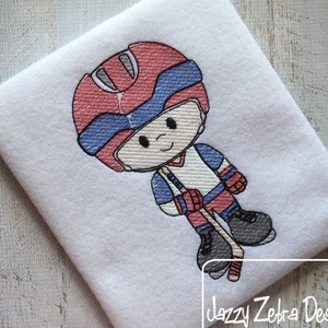 Hockey Player sketch machine embroidery design