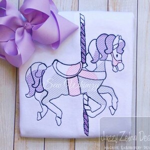 Carousel Horse Sketch Machine Embroidery Design
