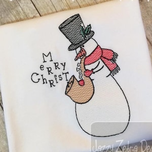 Christmas Snowman playing saxophone embroidery design