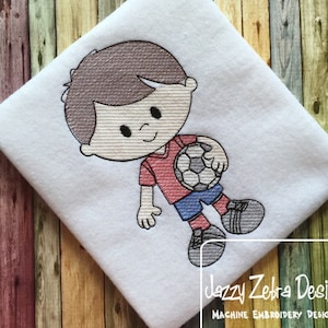 Boy Soccer Sketch Machine Embroidery Design