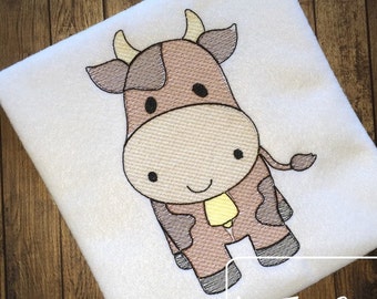 Cow sketch machine embroidery design