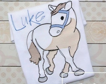 Horse sketch machine embroidery design