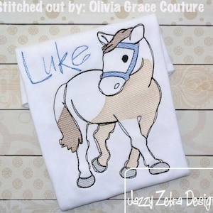 Horse sketch machine embroidery design