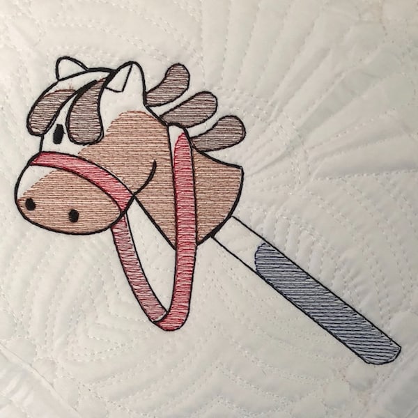 Stick Horse Sketch Machine Embroidery Design