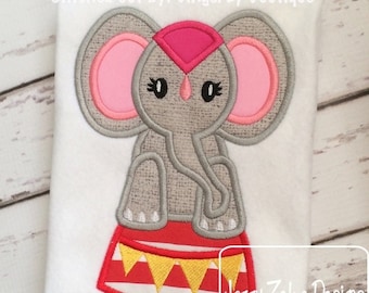 Circus elephant applique machine embroidery design