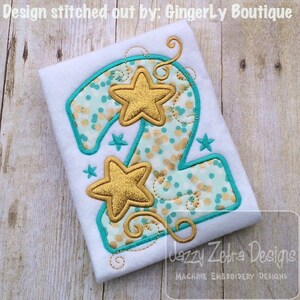 Stars 2nd Birthday Appliqué Machine Embroidery Design
