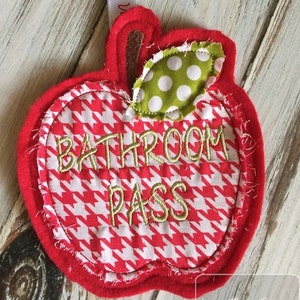 Apple Teacher hall Passes In The Hoop machine embroidery design