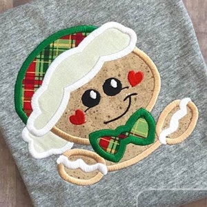 Gingerbread boy applique machine embroidery design
