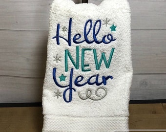 Hello New Year saying New Year's machine embroidery design