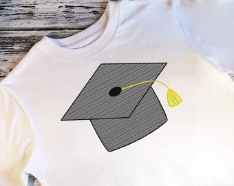 Graduation cap sketch machine embroidery design