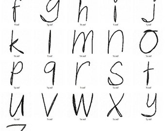 Lower case letter font sketch machine embroidery designs - instant download design