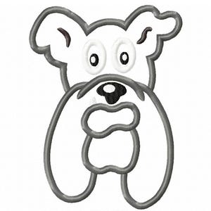 Diseño de bordado a máquina con aplique de bulldog