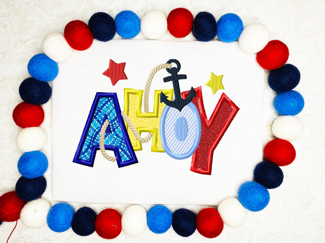 Ahoy Word Applique Machine Embroidery Design Etsy