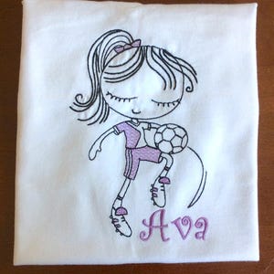 Swirly girl soccer sketch embroidery design