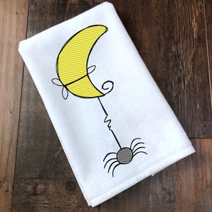 Halloween Moon and Spider sketch embroidery design