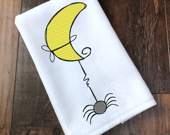 Halloween Moon and Spider sketch embroidery design