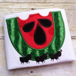 Watermelon slice with Ants applique machine embroidery design