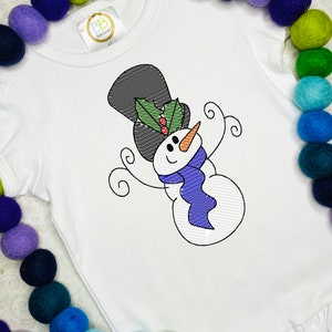 Snowman sketch machine embroidery design