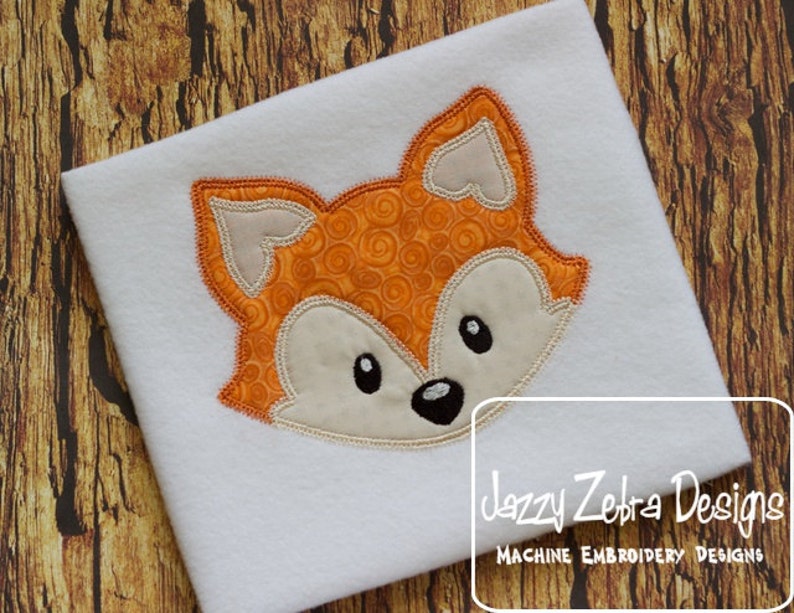 Fox head vintage stitch appliqué machine embroidery design image 1