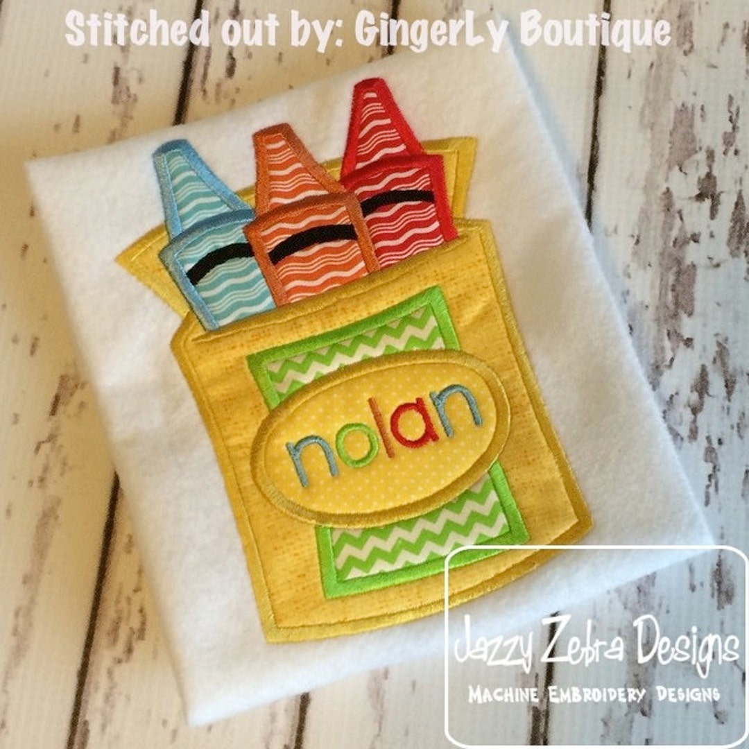Box of Crayons Applique Machine Embroidery Design Etsy