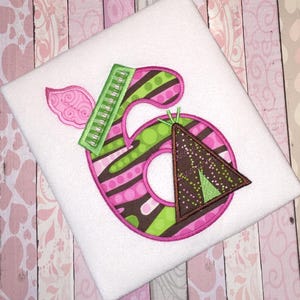 Teepee Sixth Birthday Applique Machine Embroidery Design