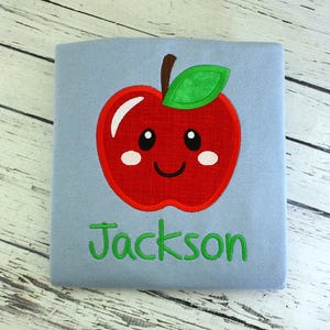 Apple with face appliqué machine embroidery design
