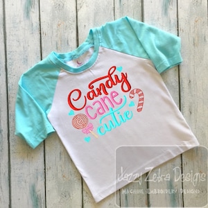 Candy Cane Cutie Saying Christmas machine embroidery design