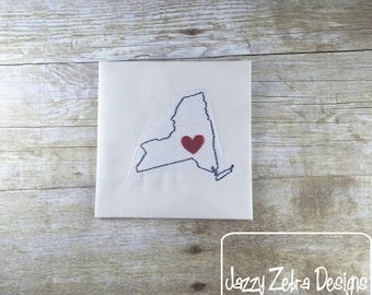 New York State Sketch Embroidery Design