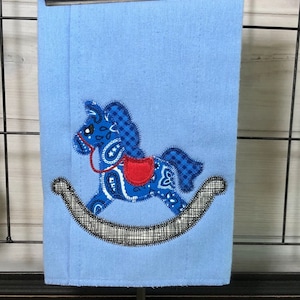 Rocking horse vintage stitch appliqué machine embroidery design
