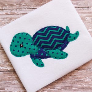 Sea Turtle vintage stitch appliqué machine embroidery design