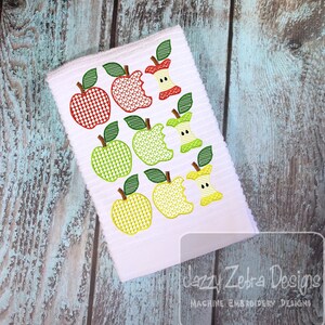 Apple trio colors motif filled machine embroidery design