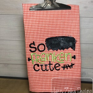 So Franken Cute Frankenstein raggedy edge bean stitch shabby appliqué saying machine embroidery design