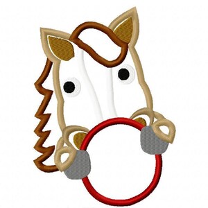 Horse monogram frame appliqué machine embroidery design