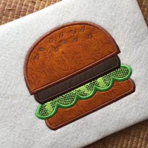 Hamburger applique machine embroidery design