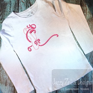 Ballet Shoe satin stitch machine embroidery design