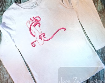 Ballet Shoe satin stitch machine embroidery design