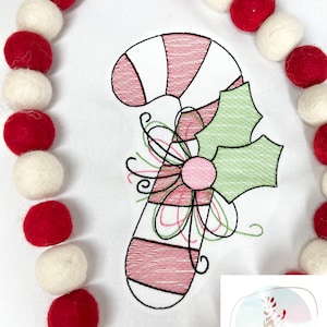 Christmas Candy Cane sketch machine embroidery design