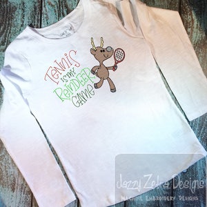 Tennis is my reindeer game sketch machine embroidery design